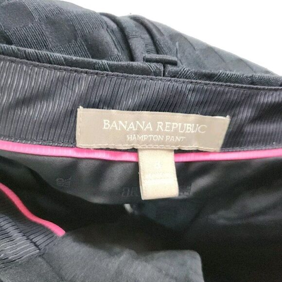 Banana Republic Dark Navy Black Checkered The Hampton Ankle Pants Womens sz 8 - Picture 6 of 7